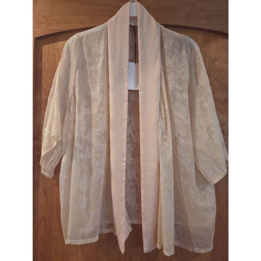 NEW ROSEMUNDE women's sheer silk open jacket in peach